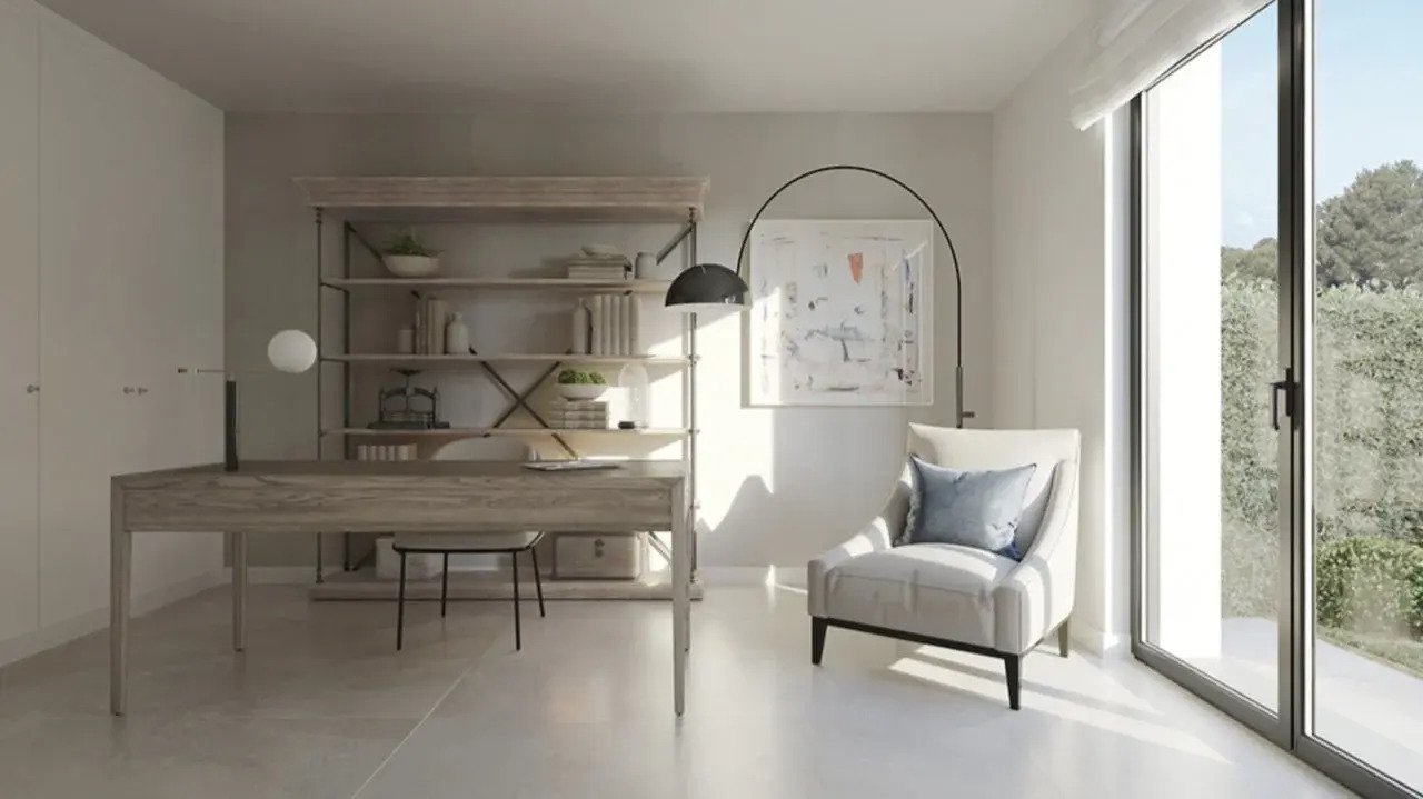 Zeitlose Eleganz: Moderne Neubau-Villa mit Garten, Pool und Meerblick