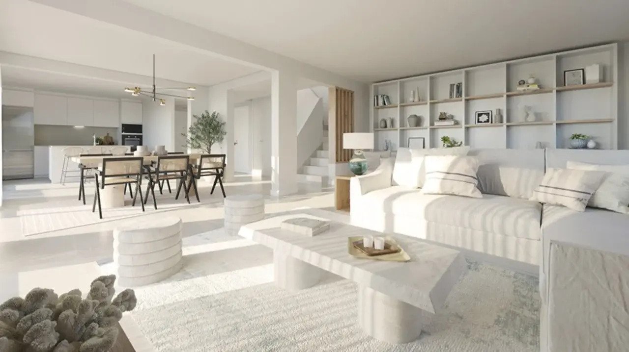 Zeitlose Eleganz: Moderne Neubau-Villa mit Garten, Pool und Meerblick